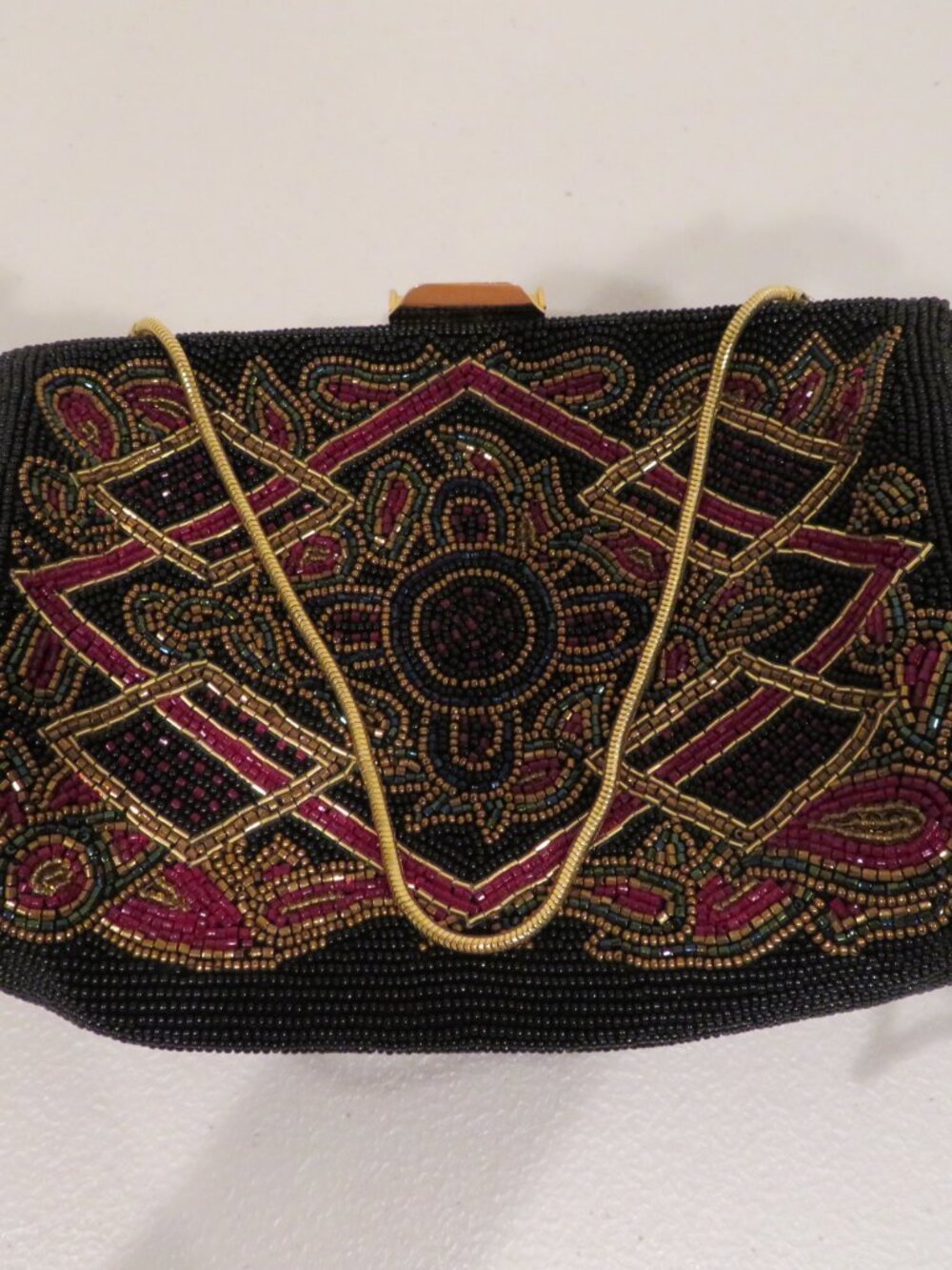 Walborg Black Red Iridescent Beaded Ornate Purse - Picture 16 of 16